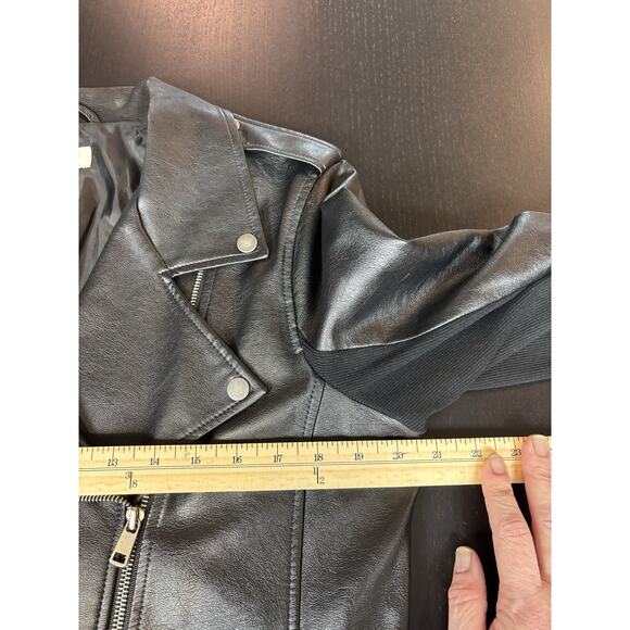 Style&Co Faux Leather Biker Moto Jacket Black Large Zip Front Pockets - Picture 8 of 14